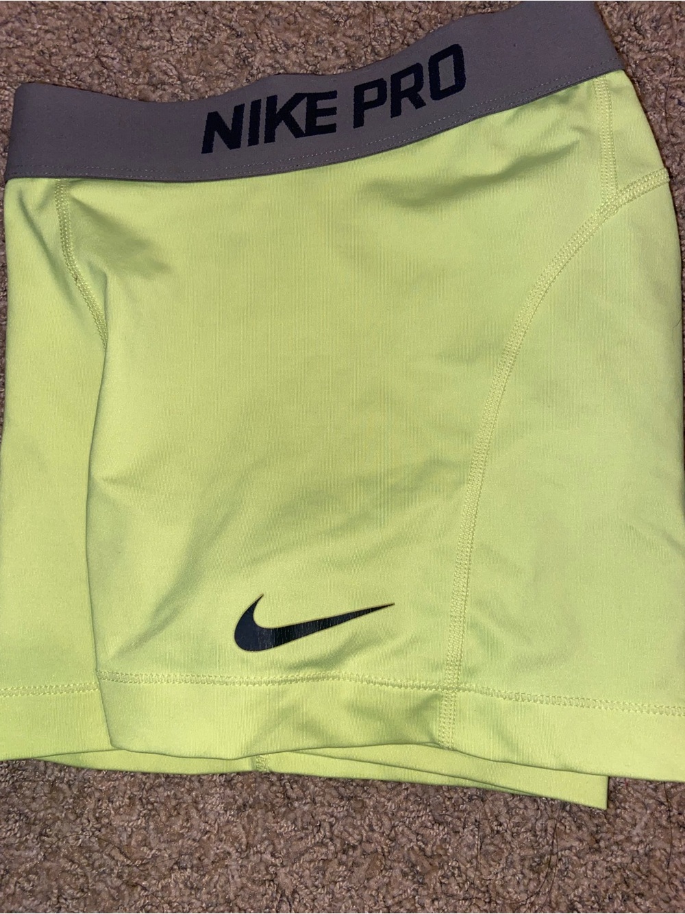 Nike Women's Neon Yellow-Green Pro Training Shorts
